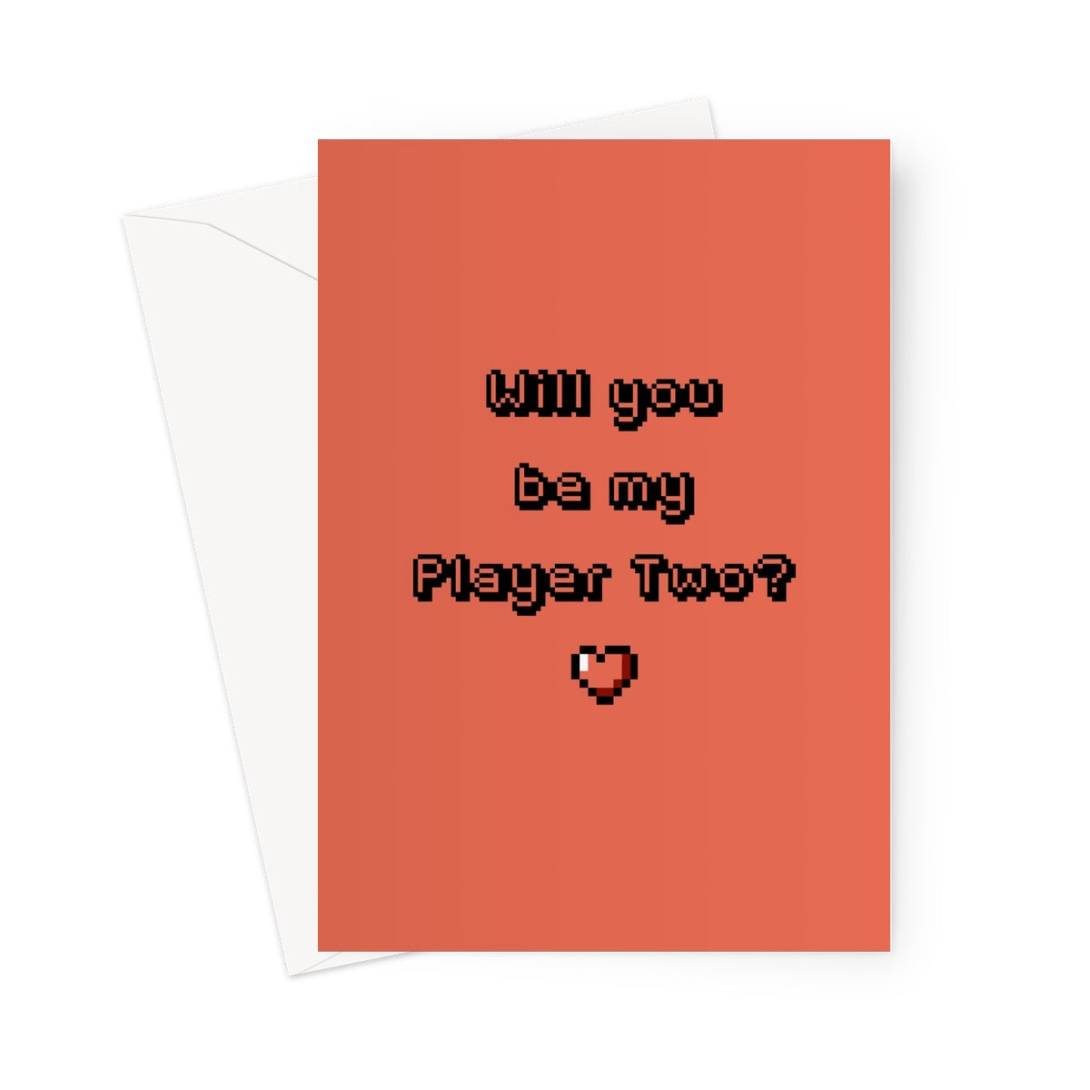 Will You Be My Player Two? Pixel Heart Cute Couples Boyfriend Girlfriend Gamer Collection Retro Classic Player 2 8bit 16bit Love Funny Greeting Card