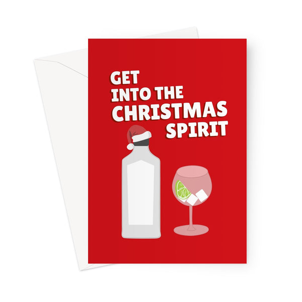 Get into the Christmas spirit funny alcohol gin tonic fan drink pun Greeting Card