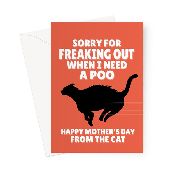 Sorry For Freaking Out When I Need A Poo From The Cat Mother's Day Funny Pet Kitty Kitten Owner Scared Running Zoomies Greeting Card