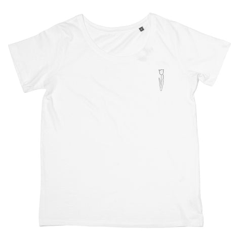 Minimal Flower Print T Shirt in Women's Fit