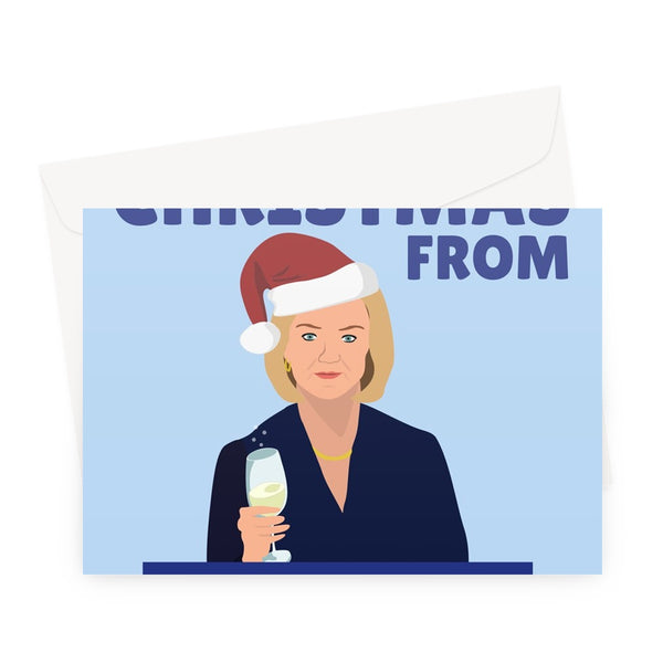 Merry Christmas From Fiz Truss Funny Xmas Politics Prime Minister Boris Pun Greeting Card