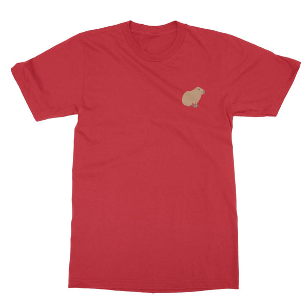 Simple Capybara Left Breast Tee Top Print Cute Animal Nature Softstyle T-Shirt