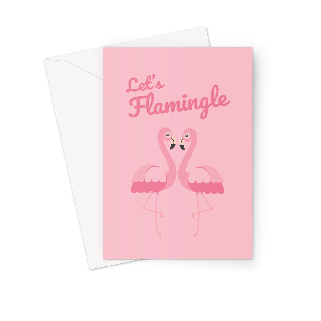 Nature Collection Greetings Card - 'Let's Flamingle' Cute Flamingo Card