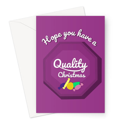 Hope You Have a Quality Christmas Funny Tin Chocolates Street Purple Classic Retro Gift Greeting Card