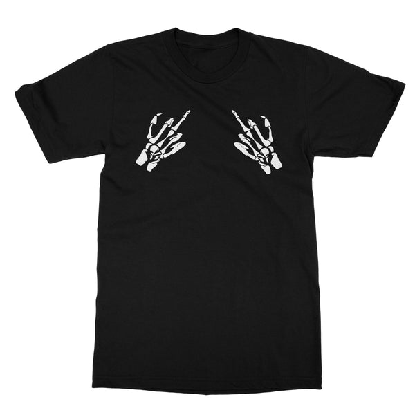 Halloween Apparel - Swearing Skeleton Bone Hands Haloween Spooky Horror Fan Softstyle T-Shirt