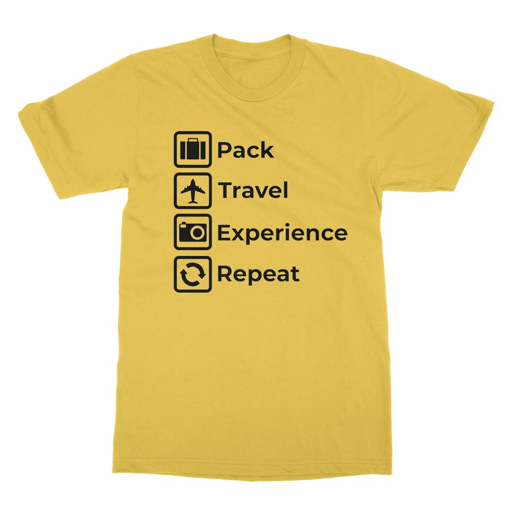 Pack, Travel, Experience, Repeat T-Shirt (Travel Collection)