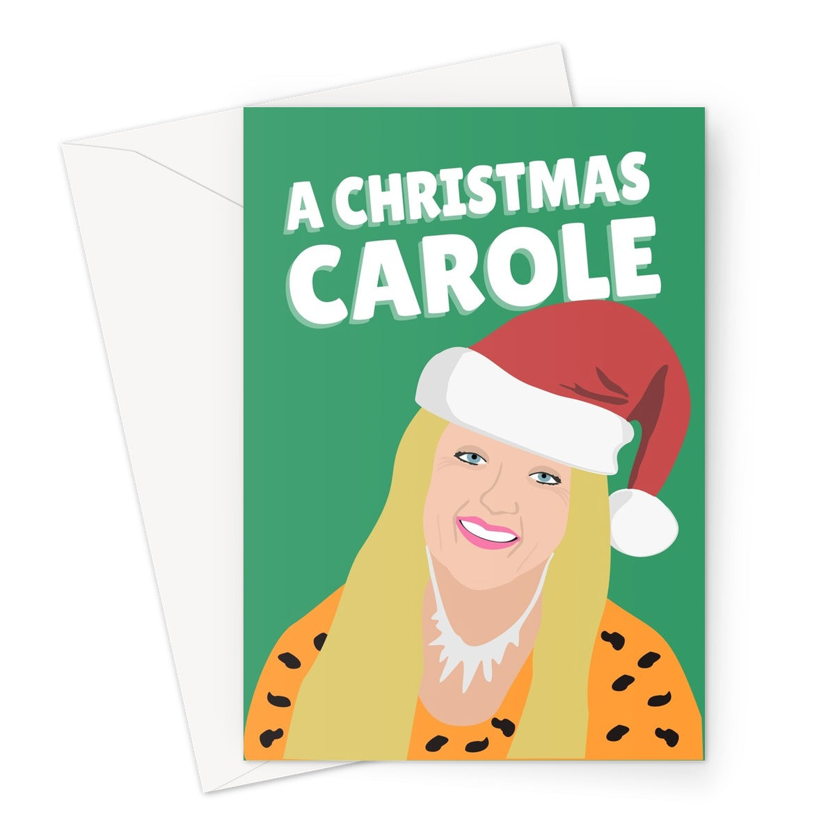 A Christmas Carole Funny Baskin Carol Tiger 2 Exotic TV Fan Xmas Pun Greeting Card