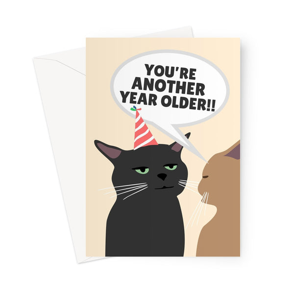 You're Another Year Older Funny Meme Zoned Out Annoyed Black Cat Video Birthday Pets Unimpressed  Greeting Card