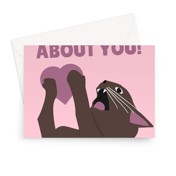 I'm Crazy About You Screaming Cat Funny Love Tiktok Meme Valentine's Day Anniversary Greeting Card