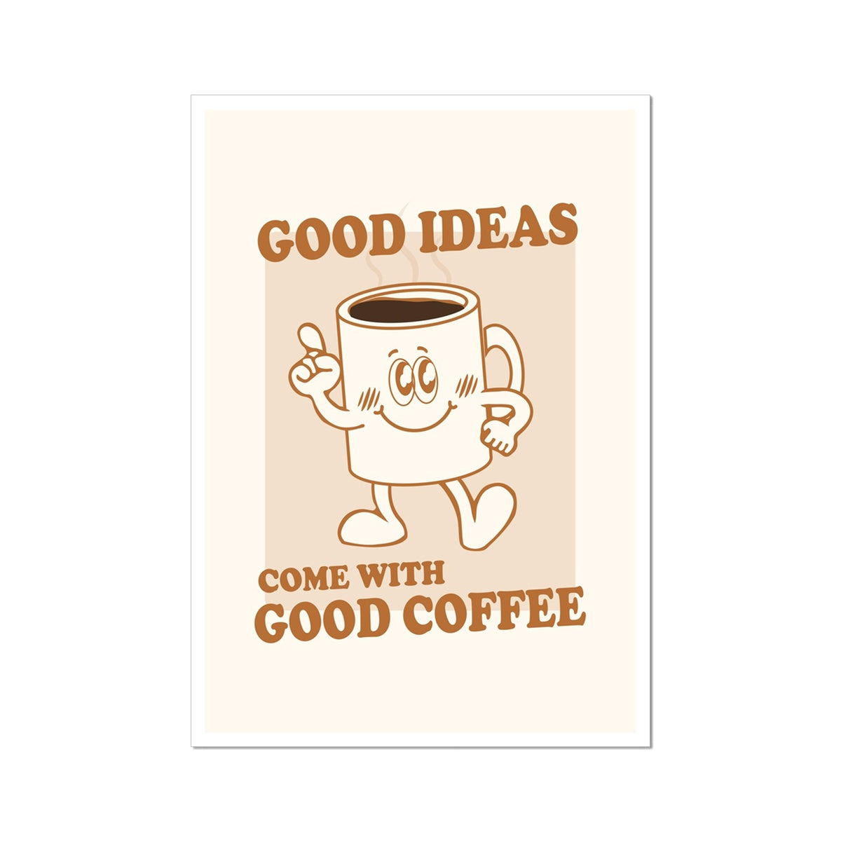 Good Ideas Come With Good Coffee - Vintage Cartoon Collection - Wall Art Print Office Home Guest House Minimalist Pastel Espresso Latte Wall Art Poster