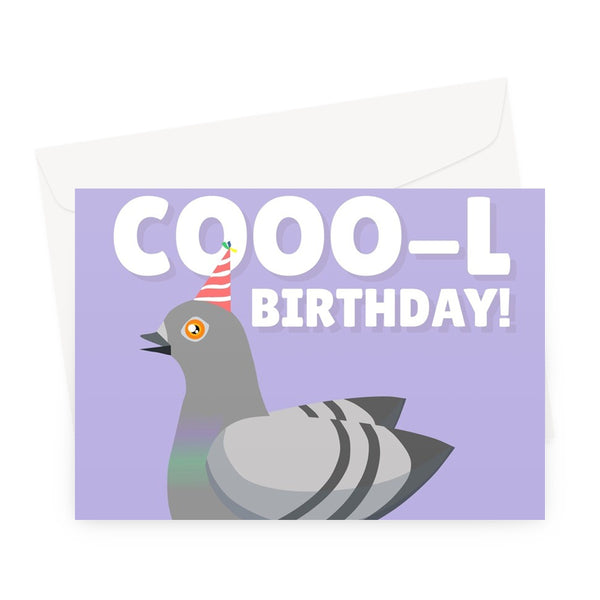 Have A Cooo-l Birthday Funny Pigeon Cool Nature Animals Pun Punny Cute Greeting Card