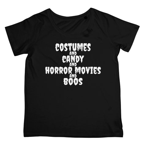 Halloween Apparel - Costumes and Candy and Horror Movies and Boos Women's Retail T-Shirt