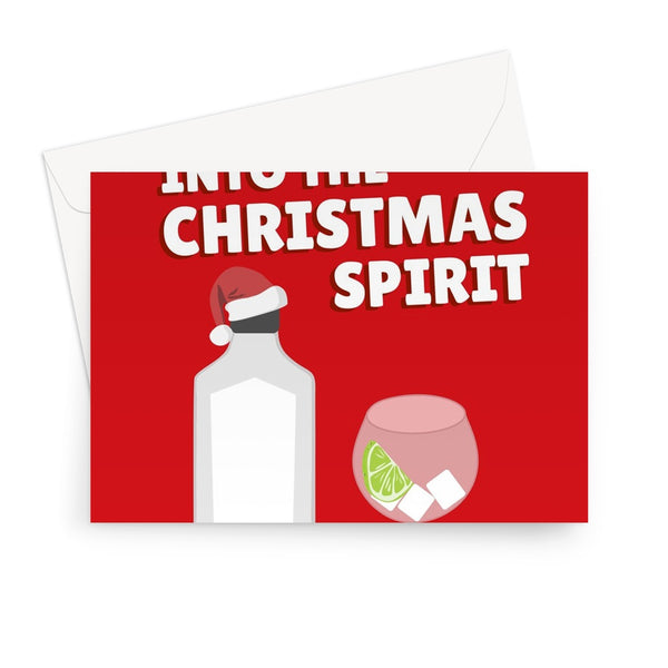 Get into the Christmas spirit funny alcohol gin tonic fan drink pun Greeting Card