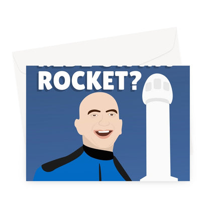 Fancy a Ride On My Rocket? Jeff Bezos Cheeky Birthday Anniversary Space Launch Billionaire Rude Greeting Card