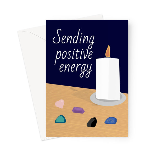 Sending Positive Energy Candle Crystals Healing Love Positivity Birthday Anniversary Rocks  Greeting Card