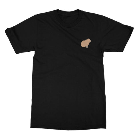 Simple Capybara Left Breast Tee Top Print Cute Animal Nature Softstyle T-Shirt