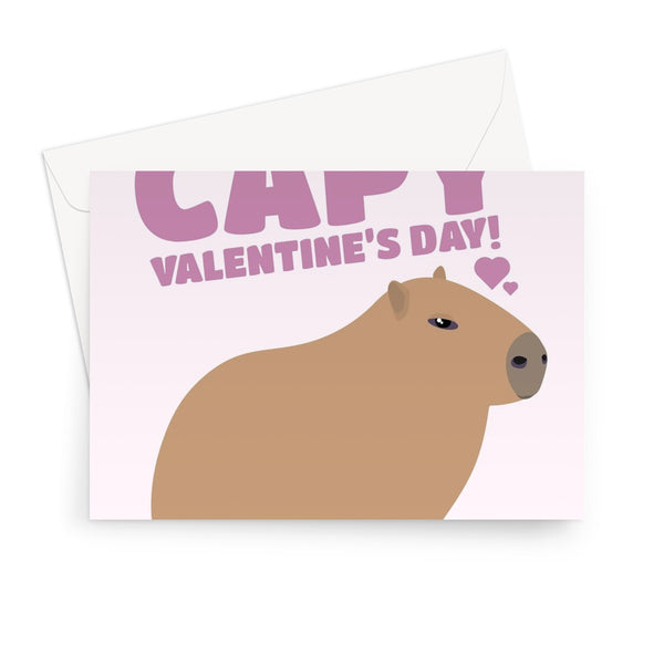 Capy Valentine's Day Capybara Cute Happy Fan Couples Love Pun Animals Greeting Card