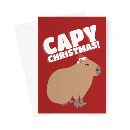 Capy Christmas Capybara Cute Animal Fan Funny Happy Xmas Greeting Card