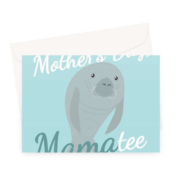 Happy Mother's Day Mamatee To Be Cute Funny New Mum Pregnant Manatee Greeting Card