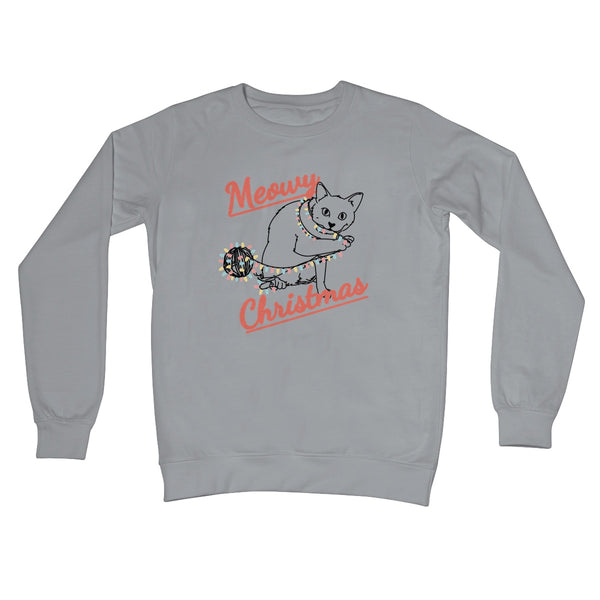 Meowy Christmas Jumper Sweater Cute Cat Kitten Ball of Xmas Lights Playing Pet Owner From the Cat Crew Neck Sweatshirt