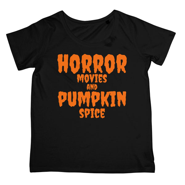 Halloween Apparel - Horror Movies and Pumpkin Spice  Women's Retail T-Shirt