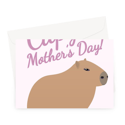 Capy Mother's Day Capybara Fan Cute Nature Animals Mum Mom Fan Greeting Card