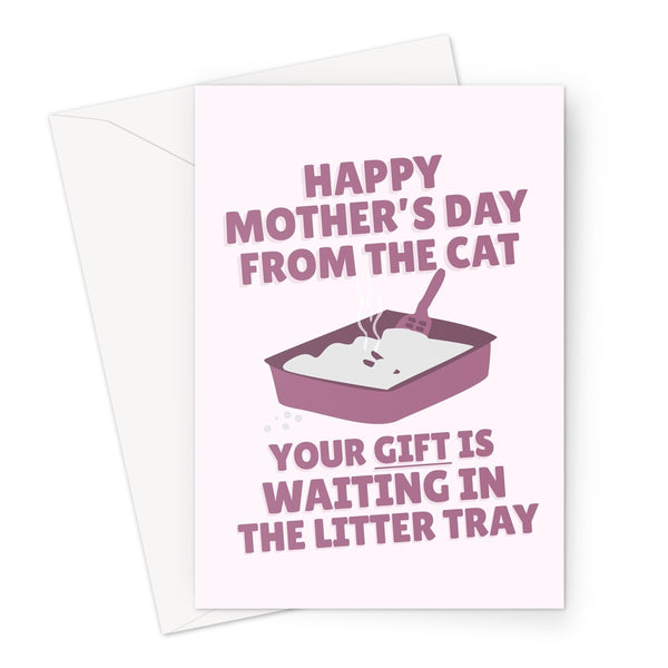 Happy Mother's Day From The Cat Your Gift Is In The Litter Tray Funny Kitty Kitten Pet Owner Poop  Greeting Card