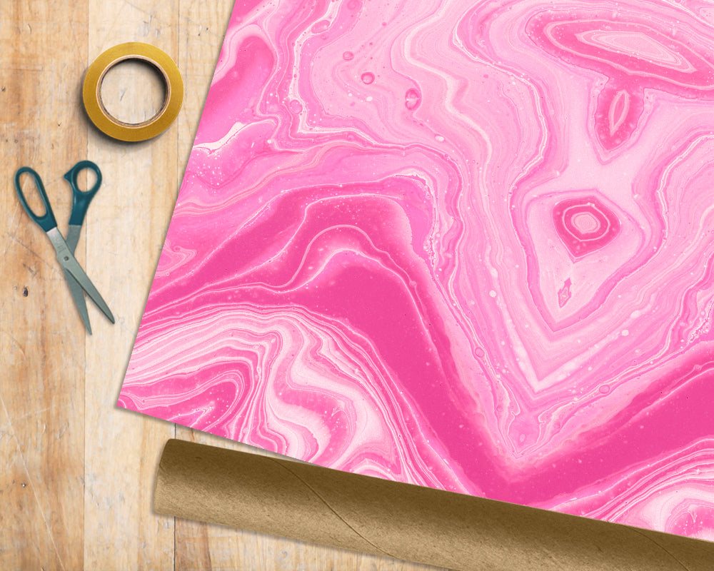 Bright Pink Bath Bomb - 1M ROLL - Premium Wrapping Paper Anniversary Birthday Gift Wrap Print Metre Meter