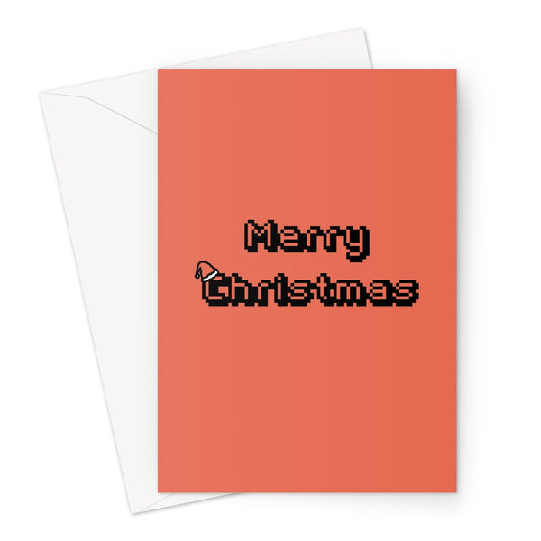 Merry Christmas Retro 8bit 16bit Gamer Classic Pixel Xmas Fan Love Simple Video Games Greeting Card
