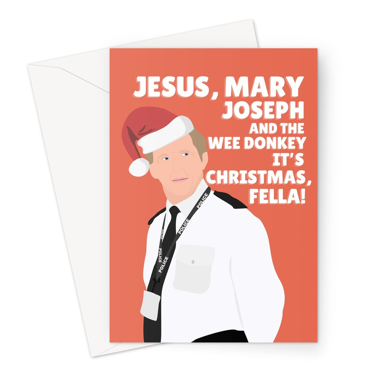 Mary Joseph and the Wee Donkey It's Christmas Fella Ted Hastings Xmas TV Show Funny  Greeting Card