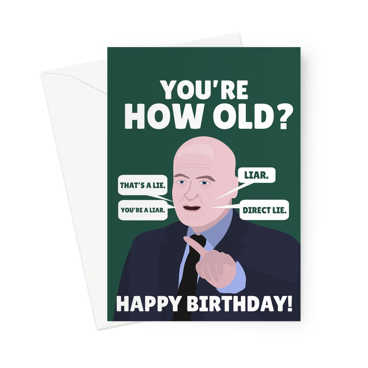 You're How Old? That's a Lie Happy Birthday Funny Mick Lynch Trade Union Rail Strike Politics Tory Greeting Card