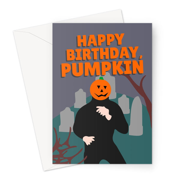 Happy Birthday Pumpkin Dancing Man Meme Halloween Baby October Cute Funny Spooky Horror  Greeting Card