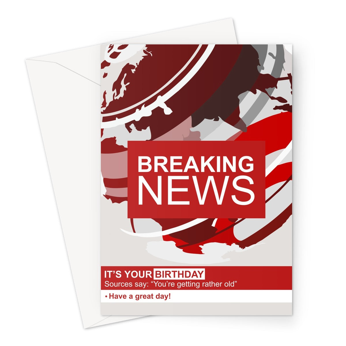 Breaking News It's Your Birthday You're Getting Rather Old Have a Great Day Funny BBC Parody Love Fan TV Mum Dad Retro Classic Greeting Card
