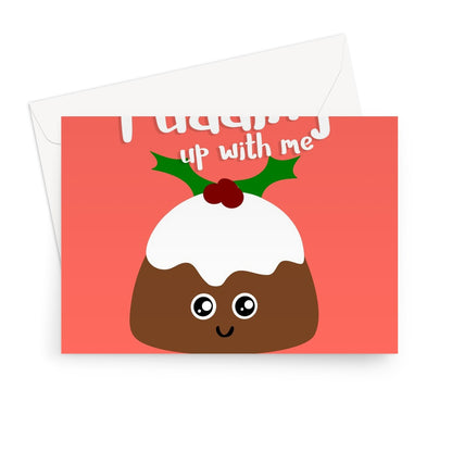 Thanks for Pudding Up With Me Merry Christmas Funny Food Cute Kawaii Couples Greeting Card