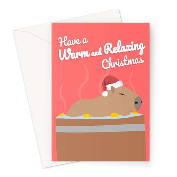 Have a Warm and Relaxing Christmas Capybara Hot Sprint Lemon Bath Funny Cute Animal Greeting Card