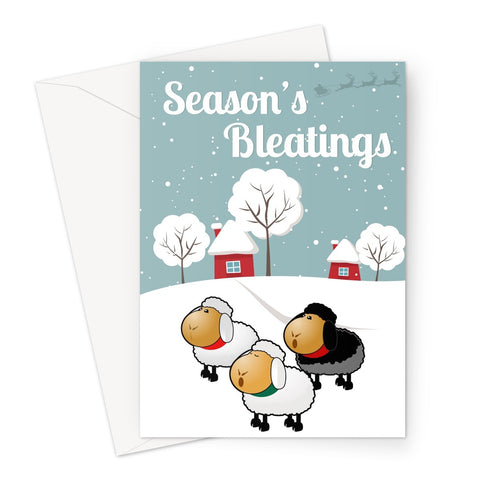 Season's Bleatings Funny Sheep Xmas Christmas Cute Santa Snow Father Christmas Gift Fan Love Cute Greeting Card