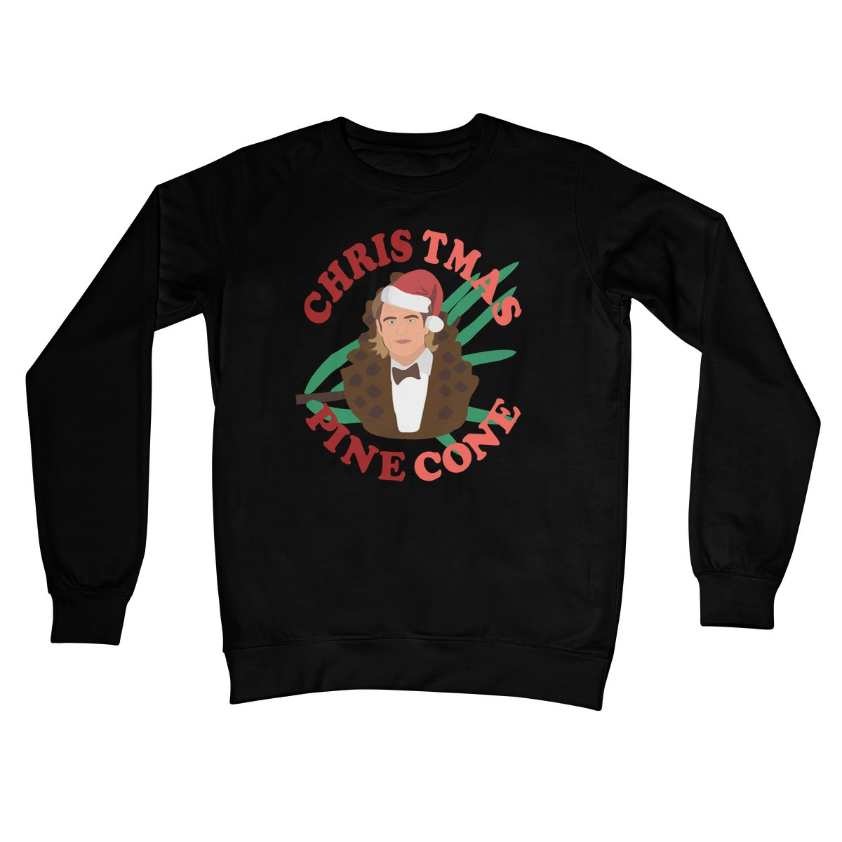 Chris Pine Christmas Pinecone Pun Funny Xmas Gift Film Celebrity Fan Silly Crew Neck Sweatshirt