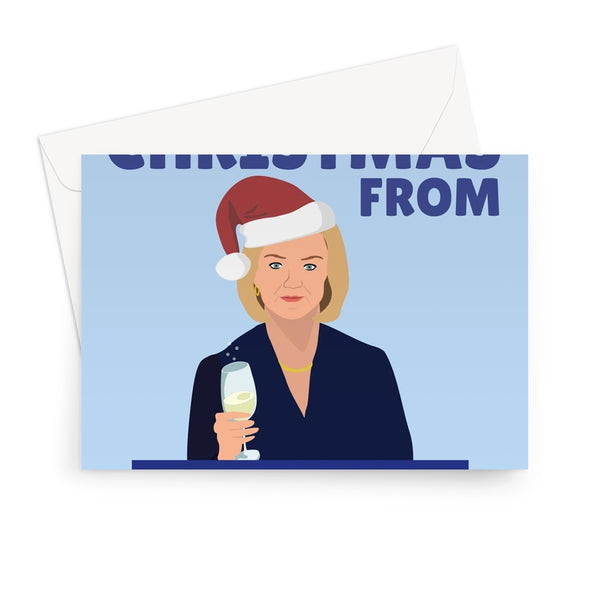 Merry Christmas From Fiz Truss Funny Xmas Politics Prime Minister Boris Pun Greeting Card