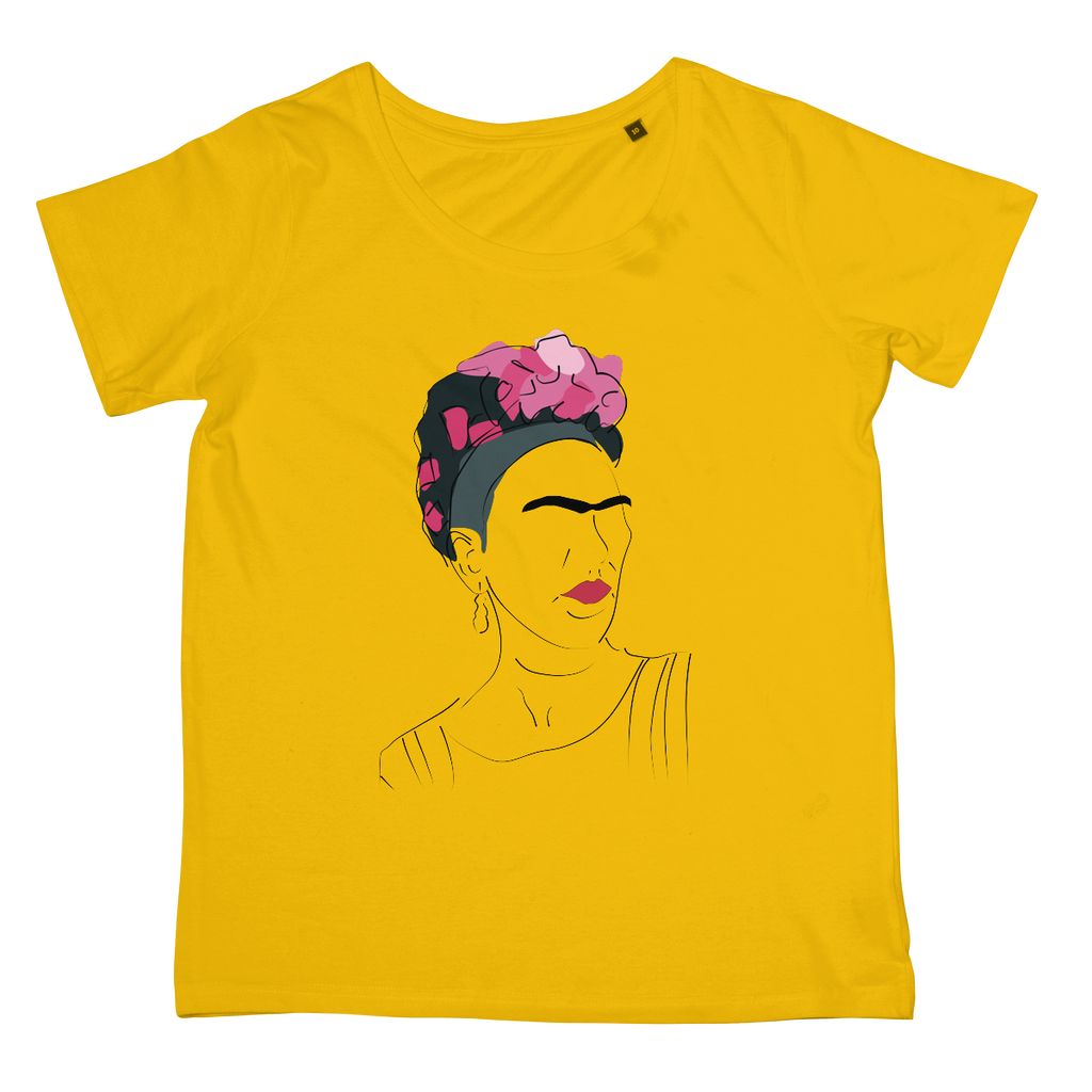 Frida Kahlo Hand Drawn T-Shirt (Cultural Icon Collection, Women's Fit, Big Print)