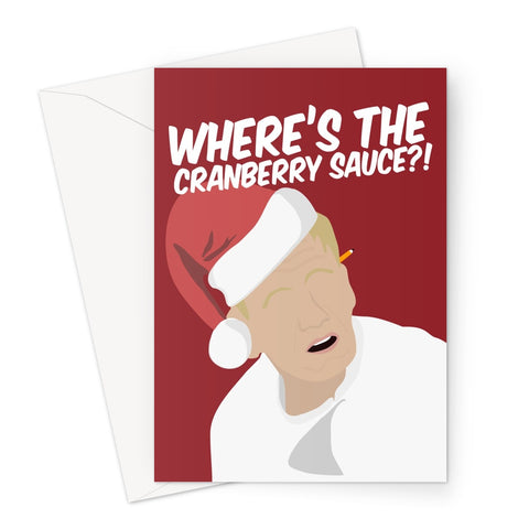 Where's the Cranberry Sauce Gordon Ramsay Chef Fan Lamb Christmas Greeting Card