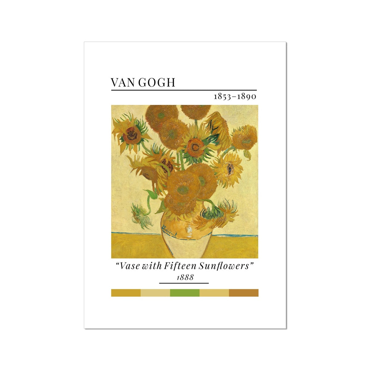 Van Gogh Sunflowers - Classic Art Collection - Wall Art Colour Palette Dorm Bedroom Living Room Print Vintage Wall Art Poster