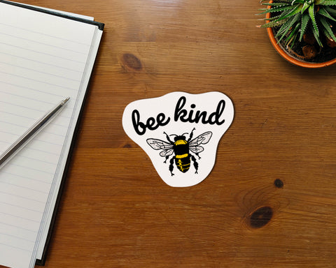 Bee Kind Waterproof Sticker Vinyl Kisscut 3x4” Gift Birthday Skateboard Laptop Notebook Nature Positivity Love Bees be Kind Funny Cute