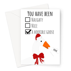 Horrible Goose Naughty Nice Funny Christmas List Xmas Game Greeting Card