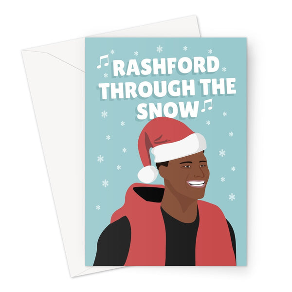 Rashford Through The Snow Song Christmas Funny Pun Music Football England Player Marcus Fan Greeting Card