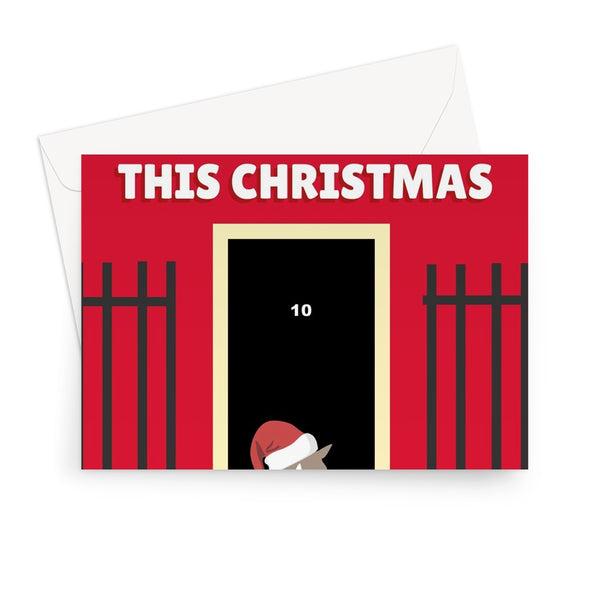 Hope You're Happy as Larry This Christmas Number 10 Downing Street Politics Cat Celebrity Rishi Sunak Liz Truss Greeting Card