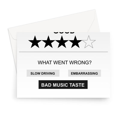 Dad's Taxi Reviews Rating Feedback Father's Day Embarrassing Bad Music App Funny Greeting Card