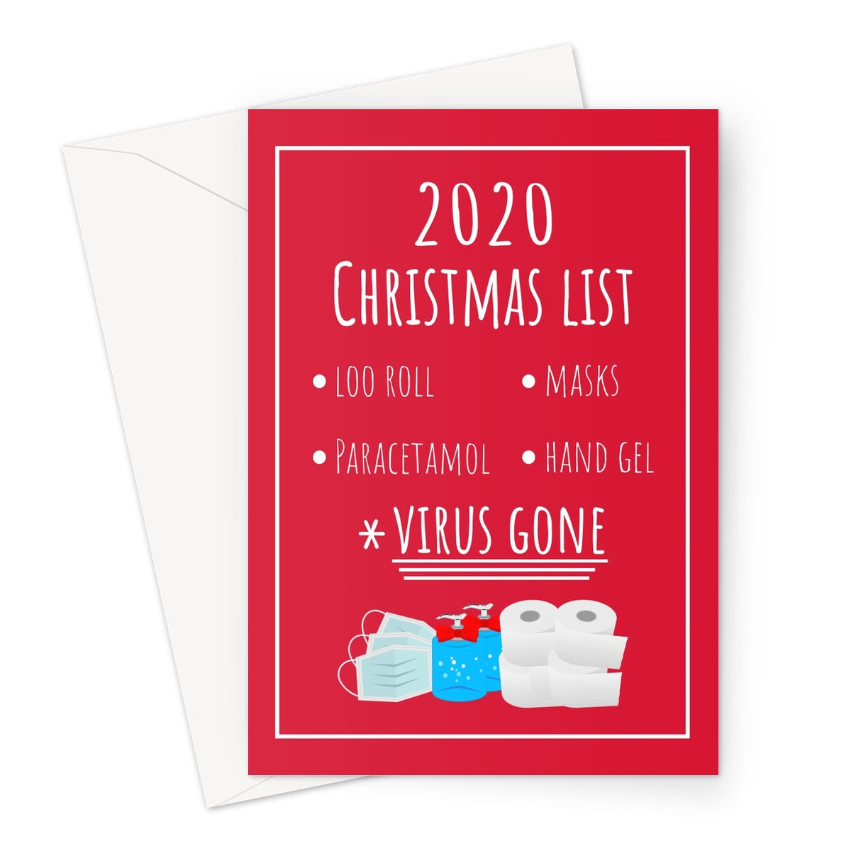2020 Christmas List Santa Loo Roll Hand Gel Masks Virus Gone Paracetamol Funny Pandemic Family Miss You Stay Safe Greeting Card