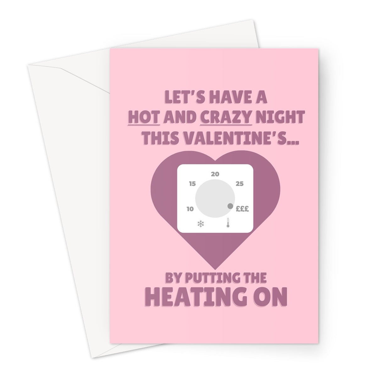 Let's Have a Hot and Crazy Night This Valentine's... By Putting The Heating On Funny Love Cost of Living Expensive Cheeky Greeting Card
