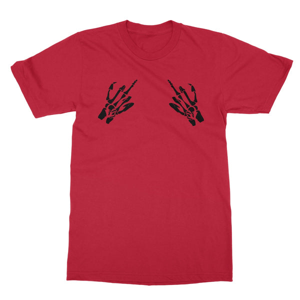 Halloween Apparel - Swearing Skeleton Bone Hands Haloween Spooky Horror Fan Softstyle T-Shirt