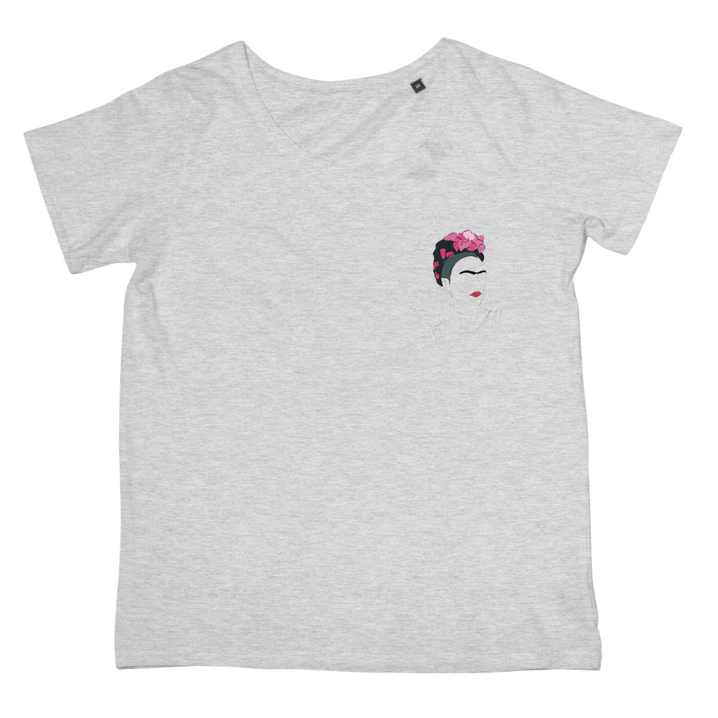 Frida Kahlo Hand Drawn T-Shirt (Cultural Icon Collection, Women's Fit, Left-Breast Print)